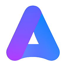 Logo de arenna con degradado de azul a morado